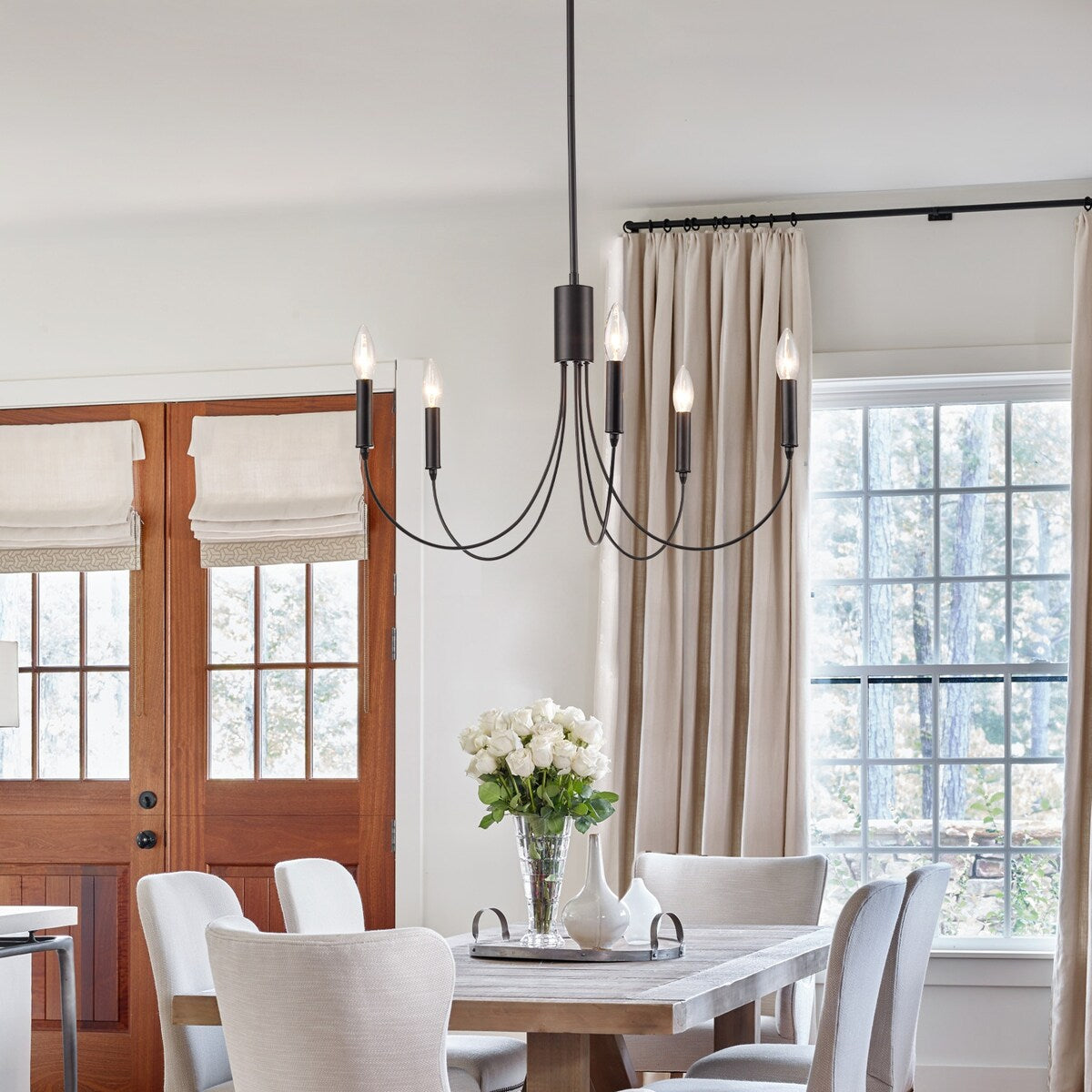 Farmhouse 5-Light Classic Candle Chandelier for Dining Room