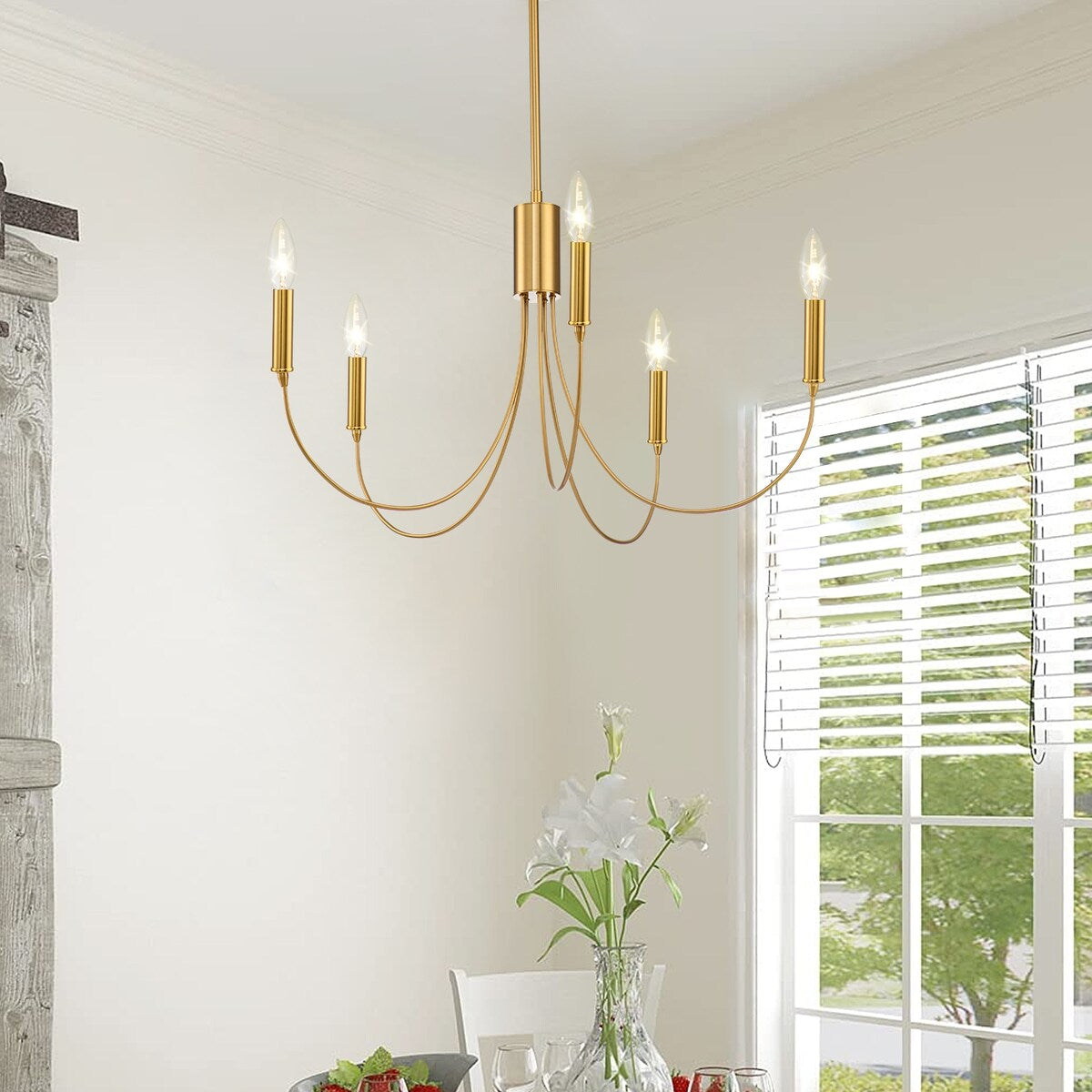 Farmhouse 5-Light Classic Candle Chandelier for Dining Room