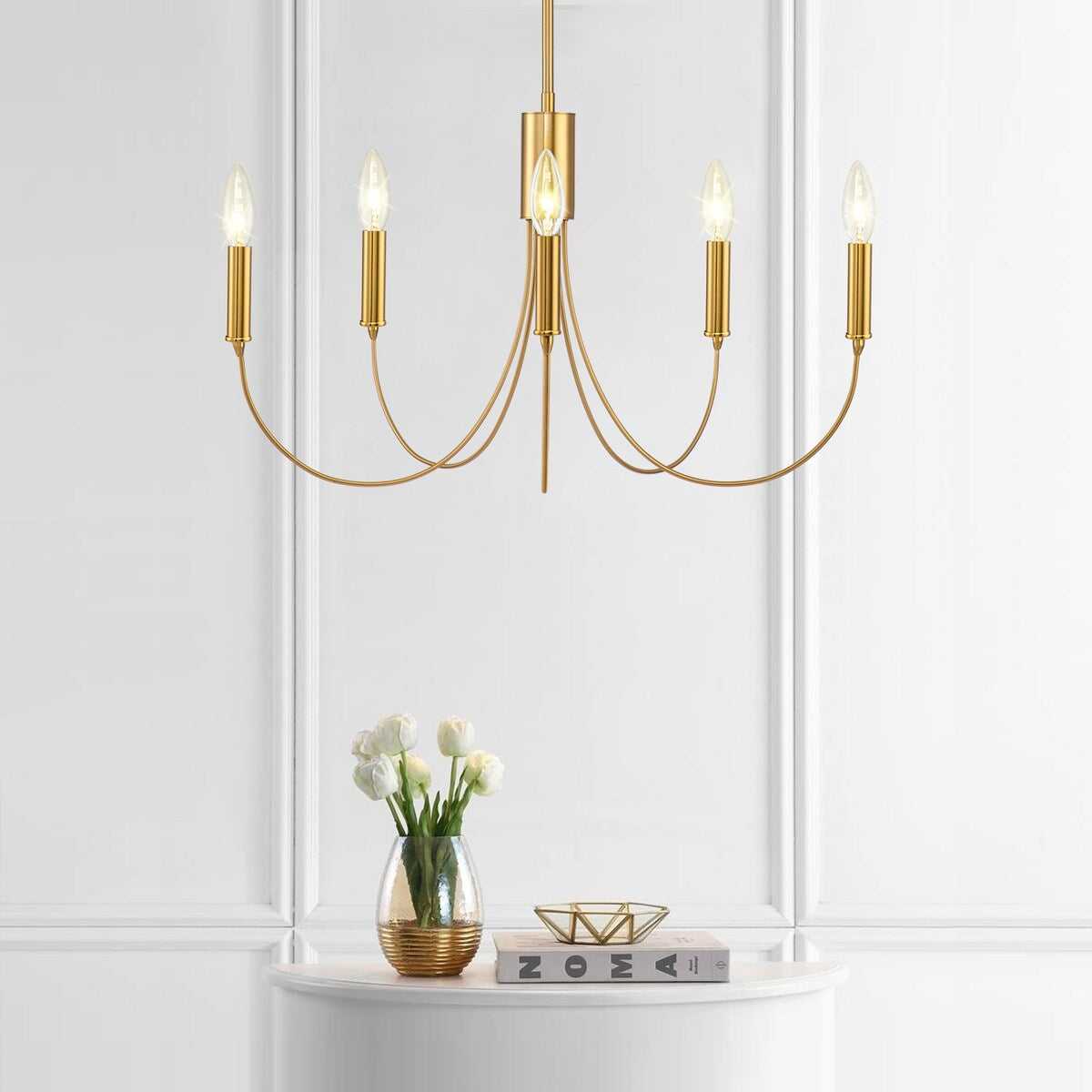 Farmhouse 5-Light Classic Candle Chandelier for Dining Room