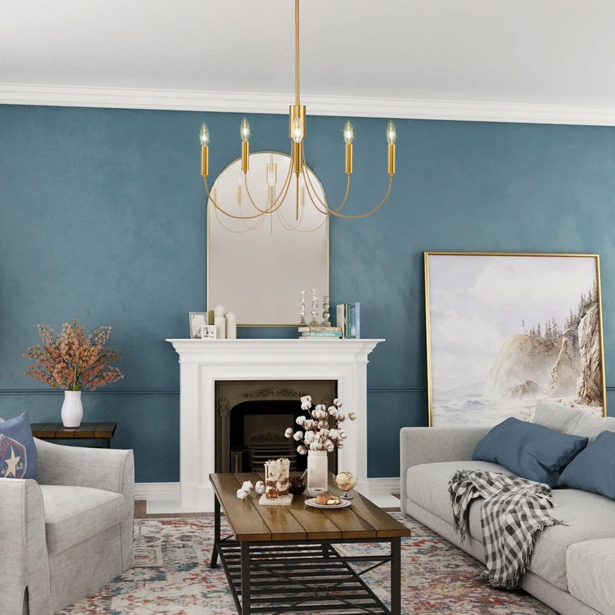 Farmhouse 5-Light Classic Candle Chandelier for Dining Room