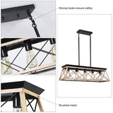 Farmhouse 5-Lights Linear Island Chandeliers for Dining Room