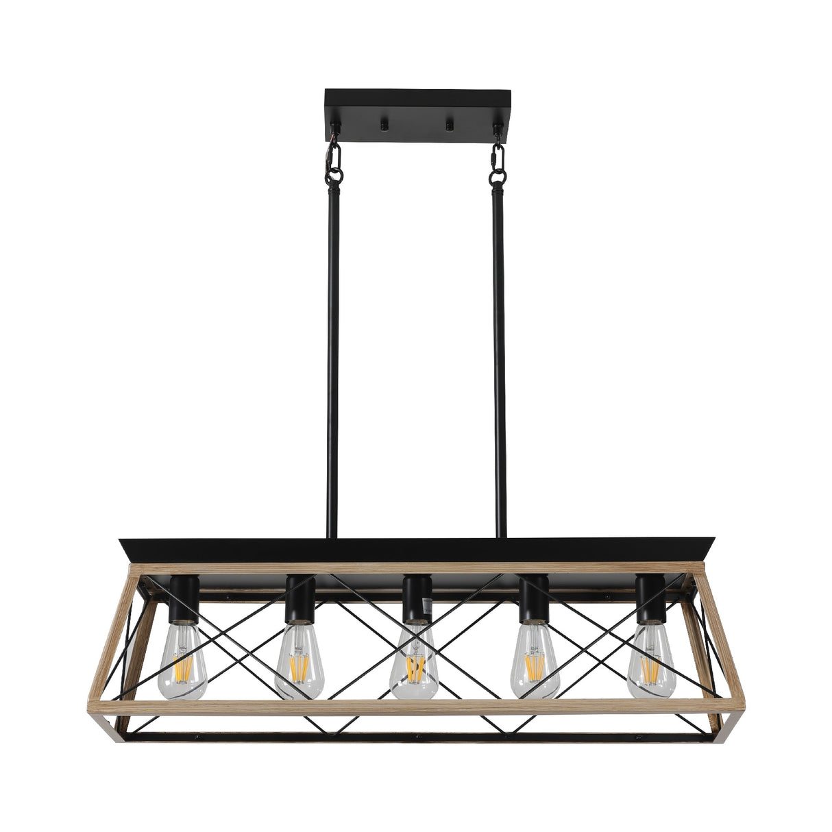 Farmhouse 5-Lights Linear Island Chandeliers for Dining Room