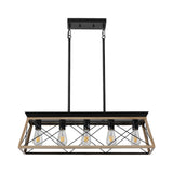 Farmhouse 5-Lights Linear Island Chandeliers for Dining Room