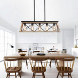 Farmhouse 5-Lights Linear Island Chandeliers for Dining Room