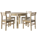Farmhouse 5-Piece Extendable Round Dining Table Set with Storage Drawers and 4 Dining Chairs,16" Removable Leaf