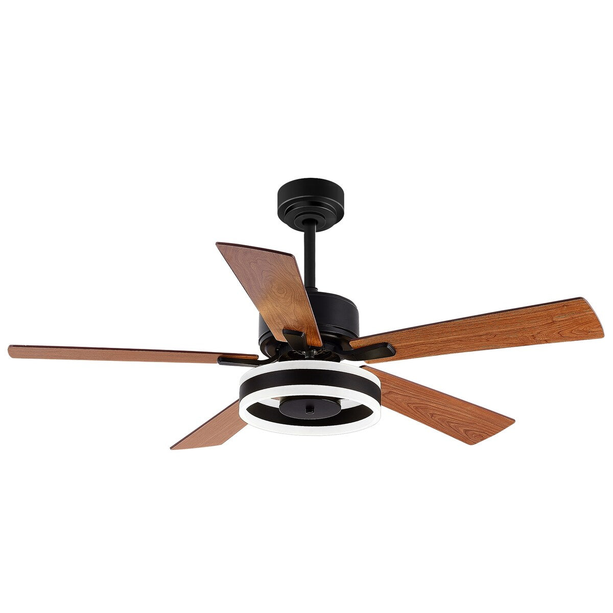 Farmhouse 52" Black 5-Blade Ceiling Fan with Light Kit and Remote