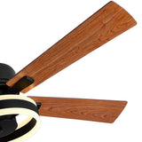 Farmhouse 52" Black 5-Blade Ceiling Fan with Light Kit and Remote