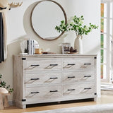 Farmhouse 6 Drawers Dresser, Wood Chest of Drawers, Closet Dresser