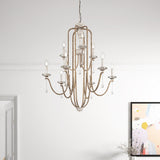 Farmhouse 9-Light Candle Crystal Chandelier for Kitchen Island