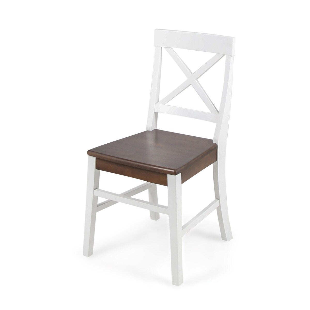 Farmhouse Acacia Wood Dining Chairs, White / Walnut 21D x 17.75W x 35.5H Inch
