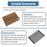 Farmhouse/Apron-Front Single Bowl Concrete Workstation Kitchen Sink with Rolling Drying Rack, Cutting Board, Grid, and Strainers