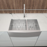 36 in. Farmhouse Apron-Front Stainless Steel Double Bowl Kitchen Sink
