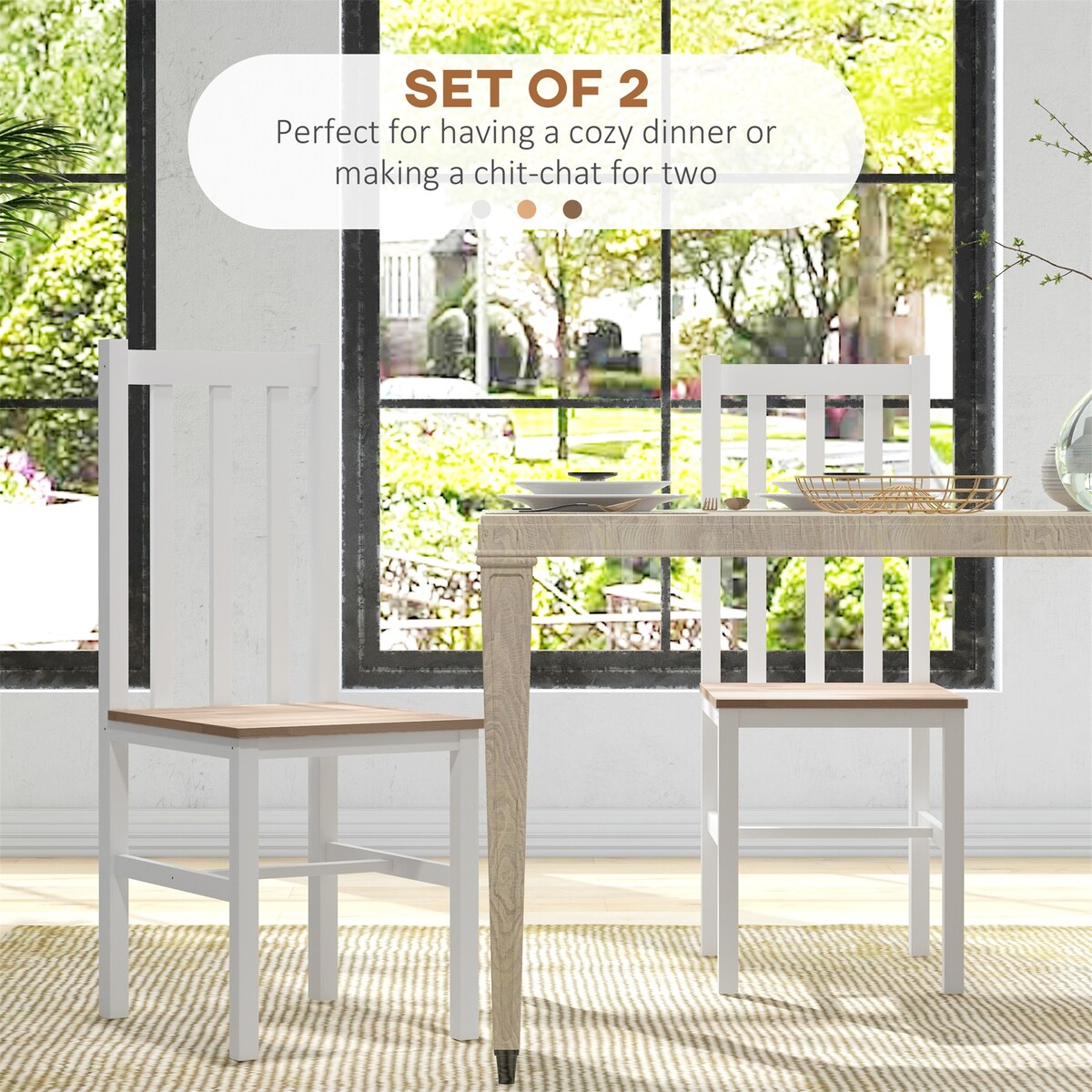 Farmhouse Armless Dining Chairs Set of 2