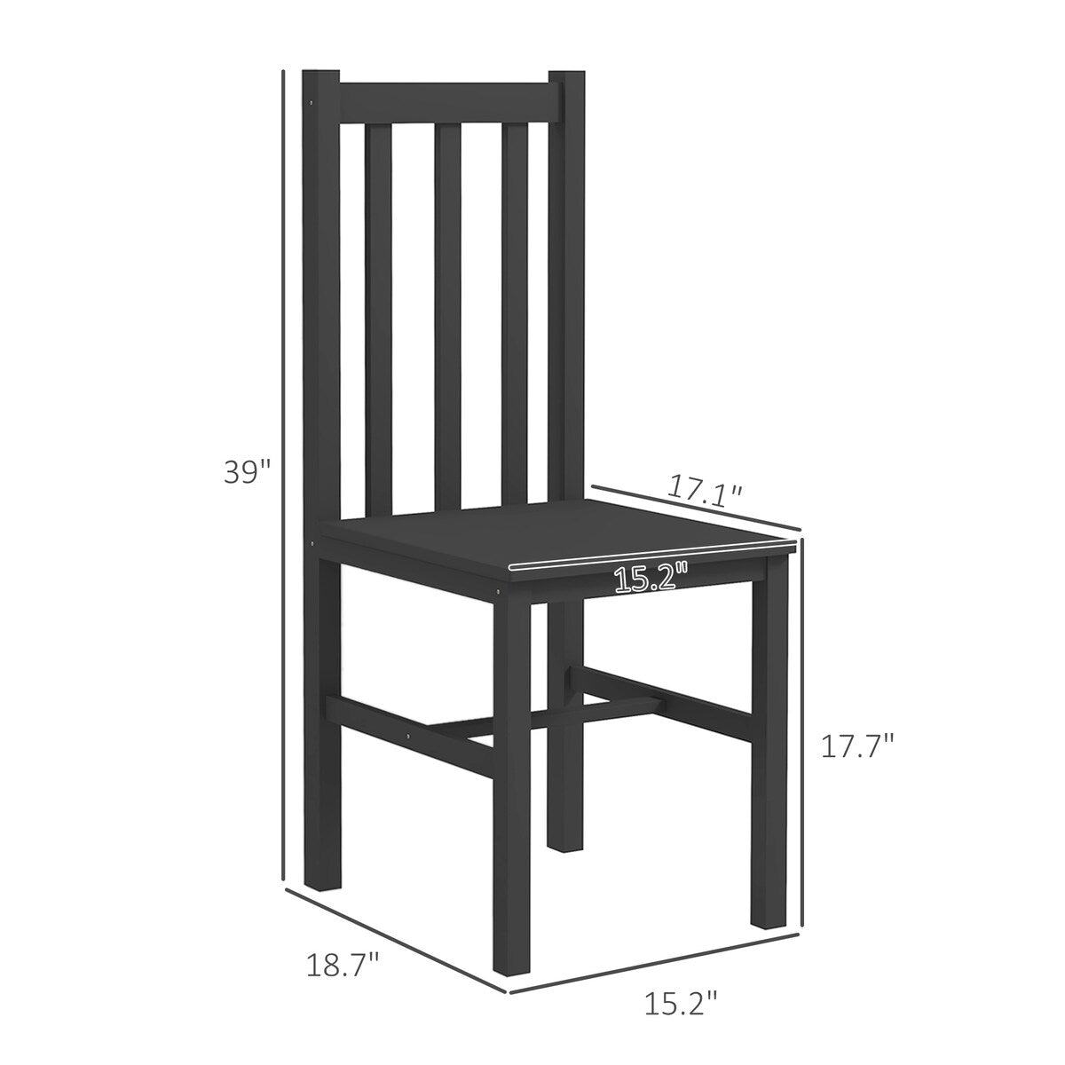 Farmhouse Armless Dining Chairs with Slat Back (Set of 4)