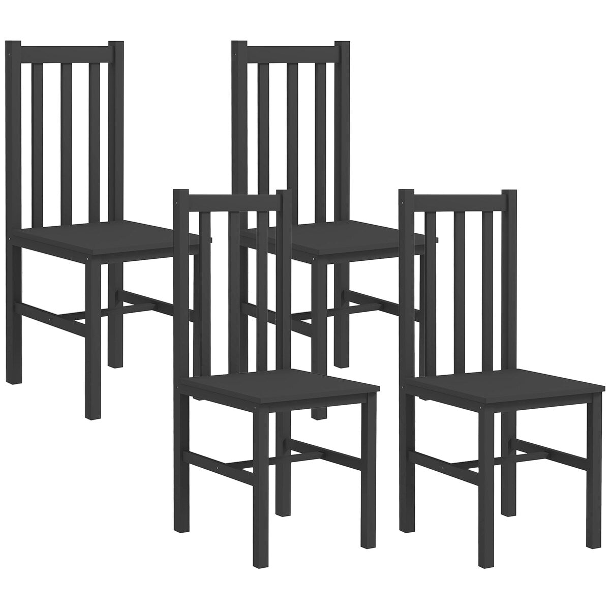 Farmhouse Armless Dining Chairs with Slat Back (Set of 4)
