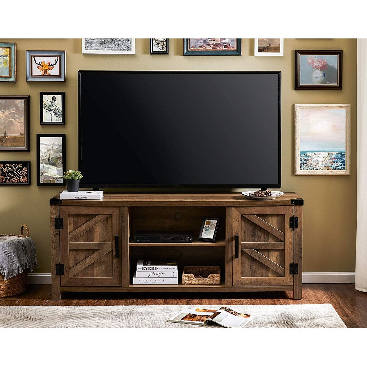 Farmhouse Barndoor TV Stand Entertainment Center for TVs up to 70-inch
