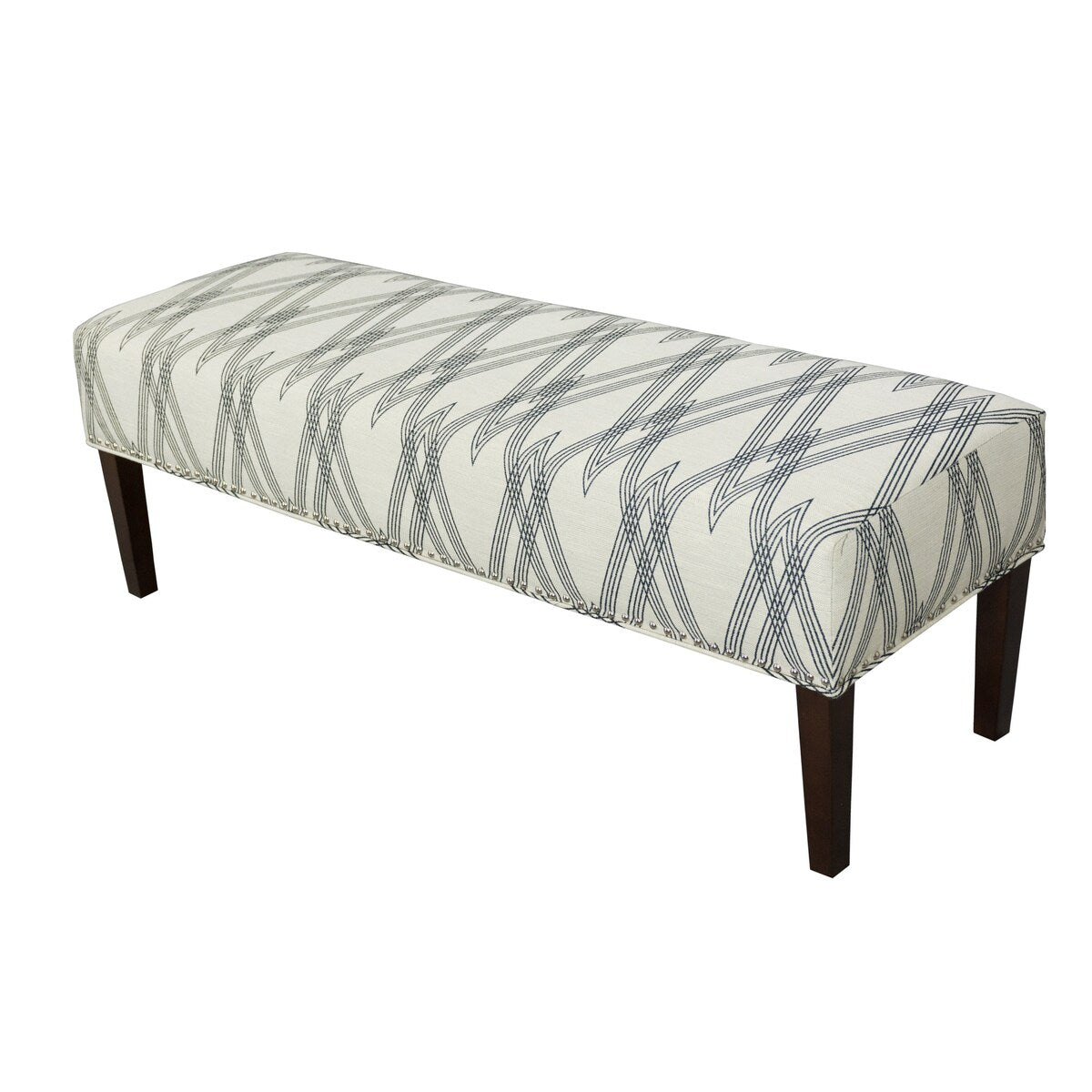 Farmhouse Black/ White Upholstered Living Room Bench