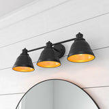 Farmhouse Black 3-Light Bathroom Vanity Light with Dome Metal Shades