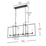 Farmhouse Black 6-Light Metal Frame Chandelier for Kitchen Island