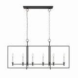 Farmhouse Black 6-Light Metal Frame Chandelier for Kitchen Island