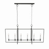 Farmhouse Black 6-Light Metal Frame Chandelier for Kitchen Island