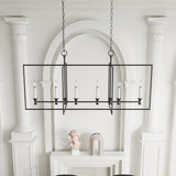 Farmhouse Black 6-Light Metal Frame Chandelier for Kitchen Island