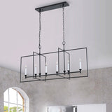 Farmhouse Black 6-Light Metal Frame Chandelier for Kitchen Island