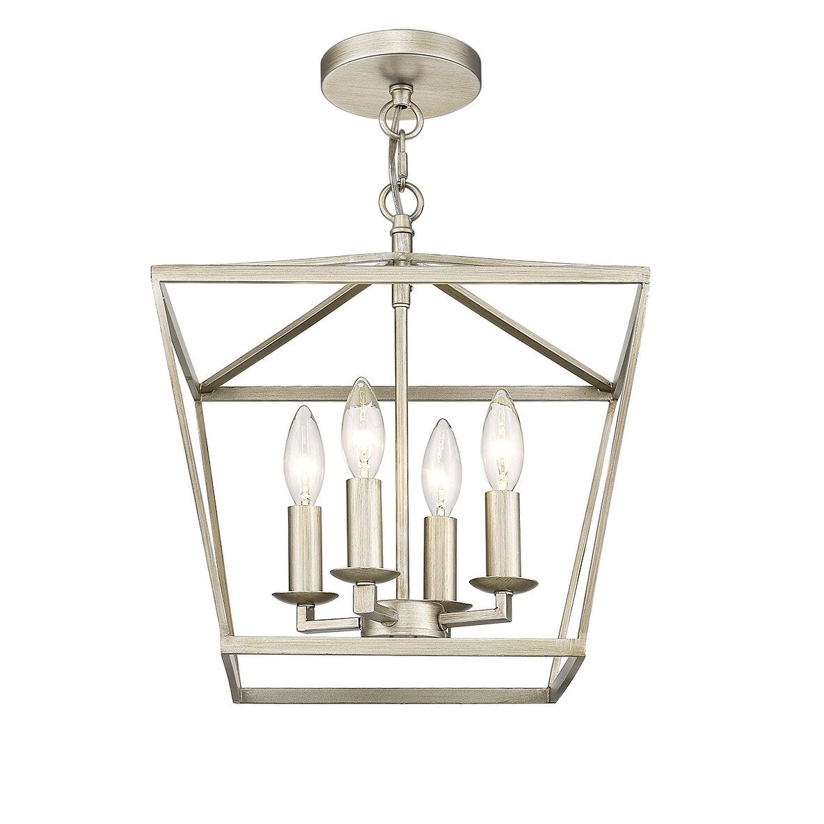Farmhouse Champagne Gold Semi-Flush Mini Lantern Pendant