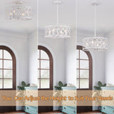 Farmhouse Chandelier,15 inch Rustic Ceiling Light Fixture,Antique White Finish,4-Light Dining Room Light Fixture