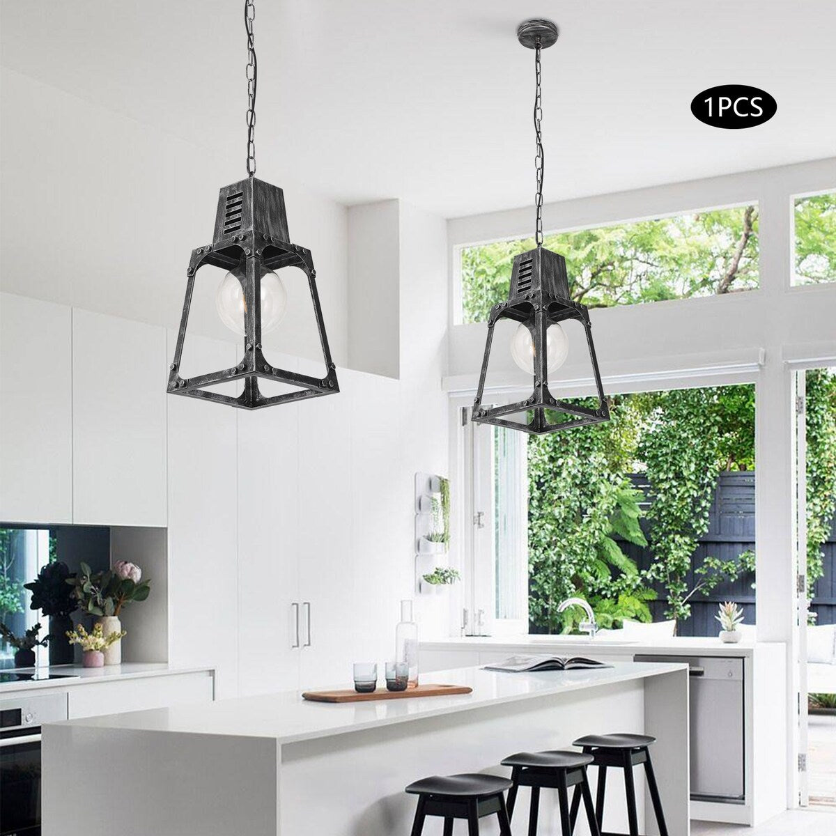 Farmhouse Chandeliers Metal Ceiling Rustic 1-Light Pendant