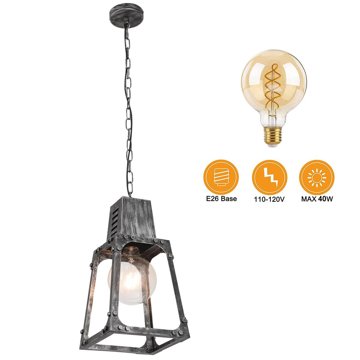 Farmhouse Chandeliers Metal Ceiling Rustic 1-Light Pendant
