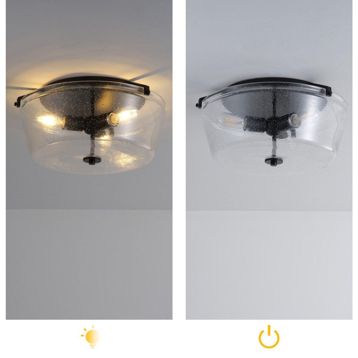 Farmhouse Close to Ceiling Light Fixture with Seeded Glass for Bedroom, Hallway, Foyer