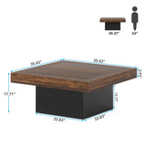 Farmhouse Coffee Table Square LED Coffee Table Engineered wood Coffee Table for Living Room