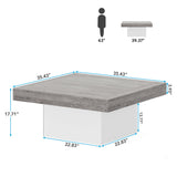 Farmhouse Coffee Table Square LED Coffee Table Engineered wood Coffee Table for Living Room