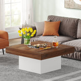 Farmhouse Coffee Table Square LED Coffee Table Engineered wood Coffee Table for Living Room