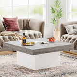 Farmhouse Coffee Table Square LED Coffee Table Engineered wood Coffee Table for Living Room