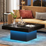 Farmhouse Coffee Table Square LED Coffee Table Engineered wood Coffee Table for Living Room