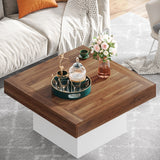 Farmhouse Coffee Table Square LED Coffee Table Engineered wood Coffee Table for Living Room