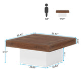 Farmhouse Coffee Table Square LED Coffee Table Engineered wood Coffee Table for Living Room