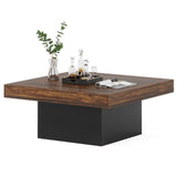 Farmhouse Coffee Table Square LED Coffee Table Engineered wood Coffee Table for Living Room