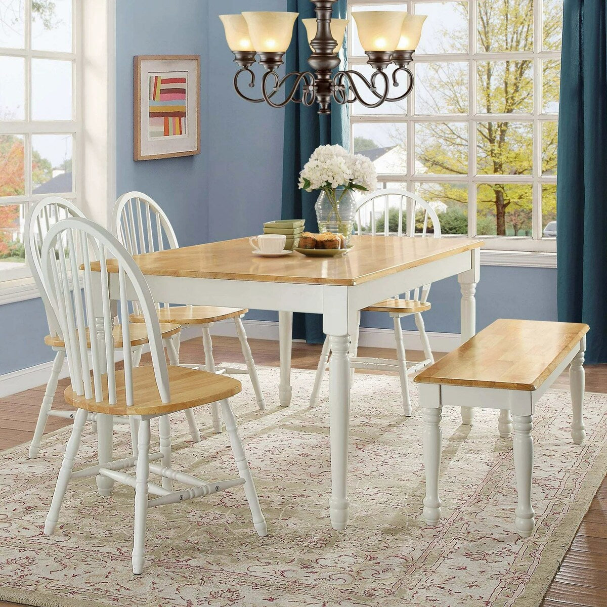 Farmhouse Dining Table, Black and Oak (Dining table only)