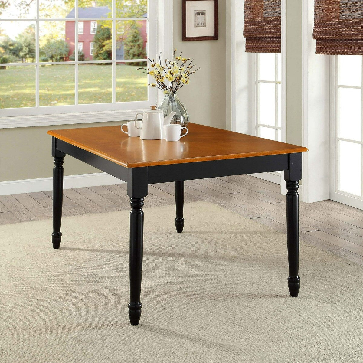 Farmhouse Dining Table, Black and Oak (Dining table only)