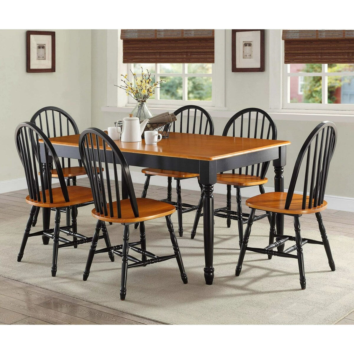 Farmhouse Dining Table, Black and Oak (Dining table only)