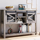 Farmhouse Entryway Table with Storage and Open Shelf