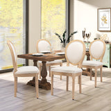 Farmhouse French Dining Room Antique Painting Chairs with PU Set of 4