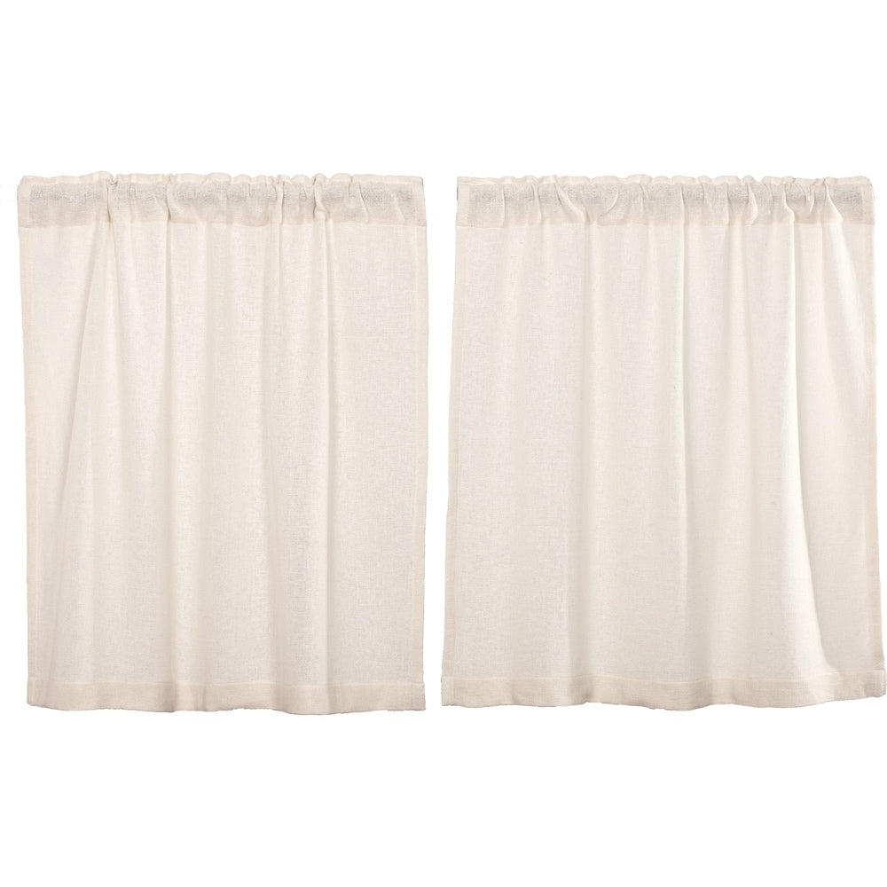 Farmhouse Kitchen Curtains VHC Cotton Burlap Tier Pair Rod Pocket Solid Color