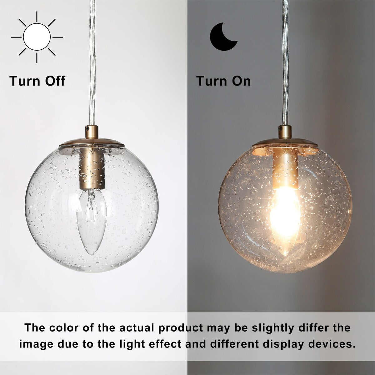 Farmhouse Mini 1-Light Glass Globe Pendant Lights Dimmable Orb Kitchen Sink Fixture - D5.5"xH6.5"
