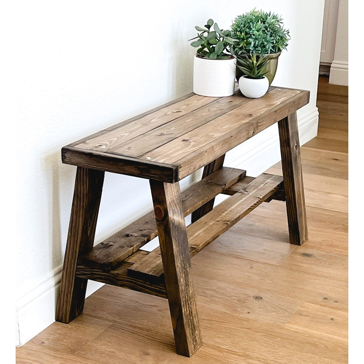 Farmhouse Reclaimed Wood Olive Branch Entry Bench