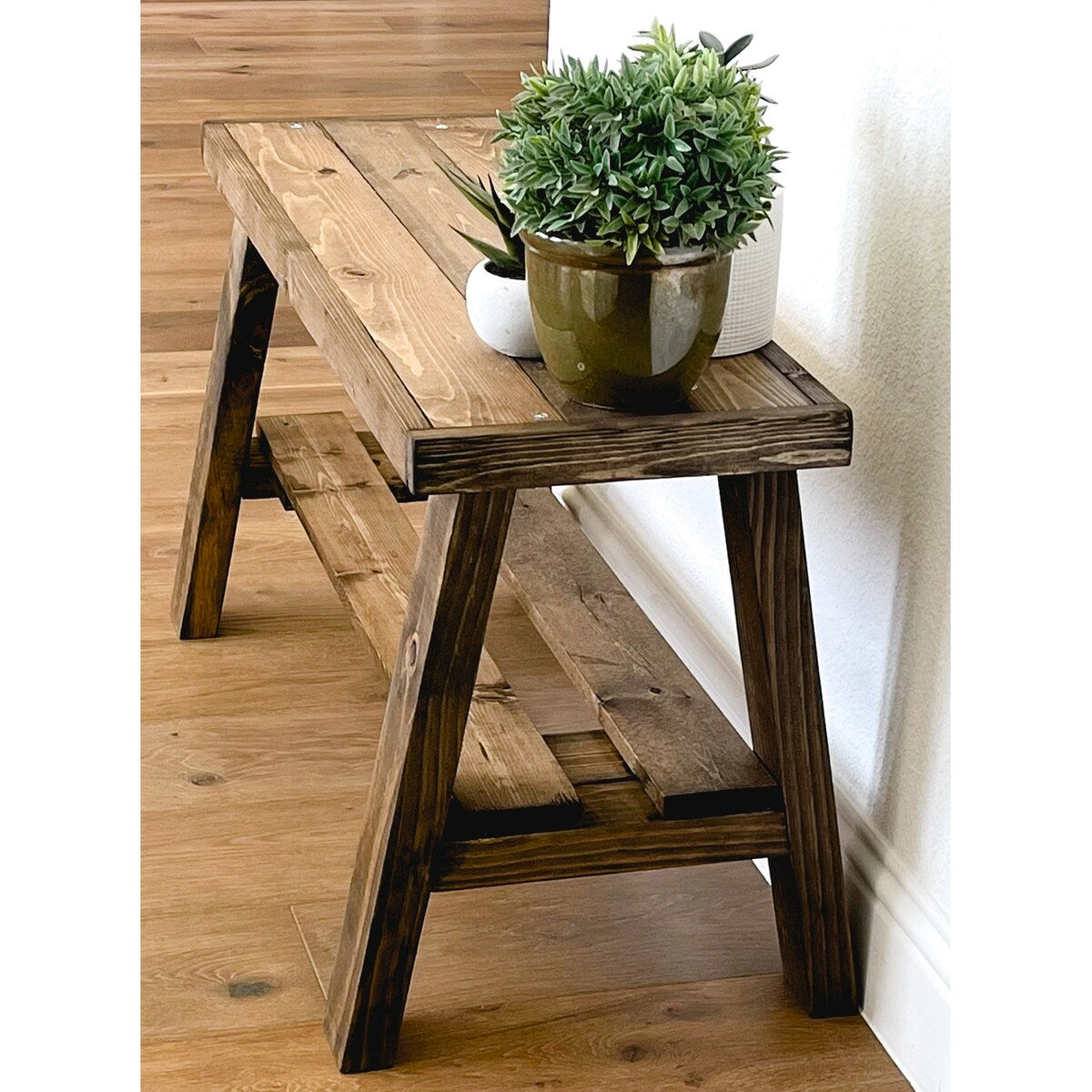 Farmhouse Reclaimed Wood Olive Branch Entry Bench