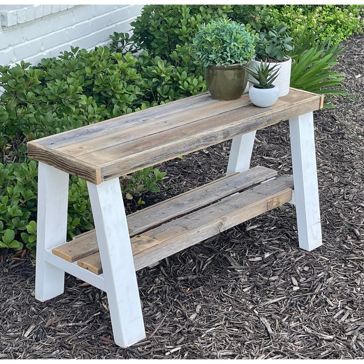 Farmhouse Reclaimed Wood Olive Branch Entry Bench